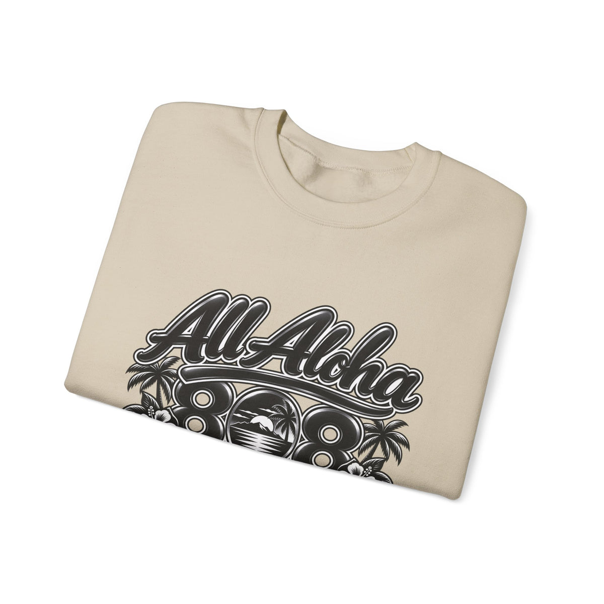 Crewneck Sweatshirt — "All Aloha 808" Vintage Hawaiian Graphic