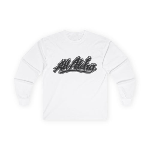 All Aloha Long Sleeve Tee — Retro Script Hawaiian Shirt