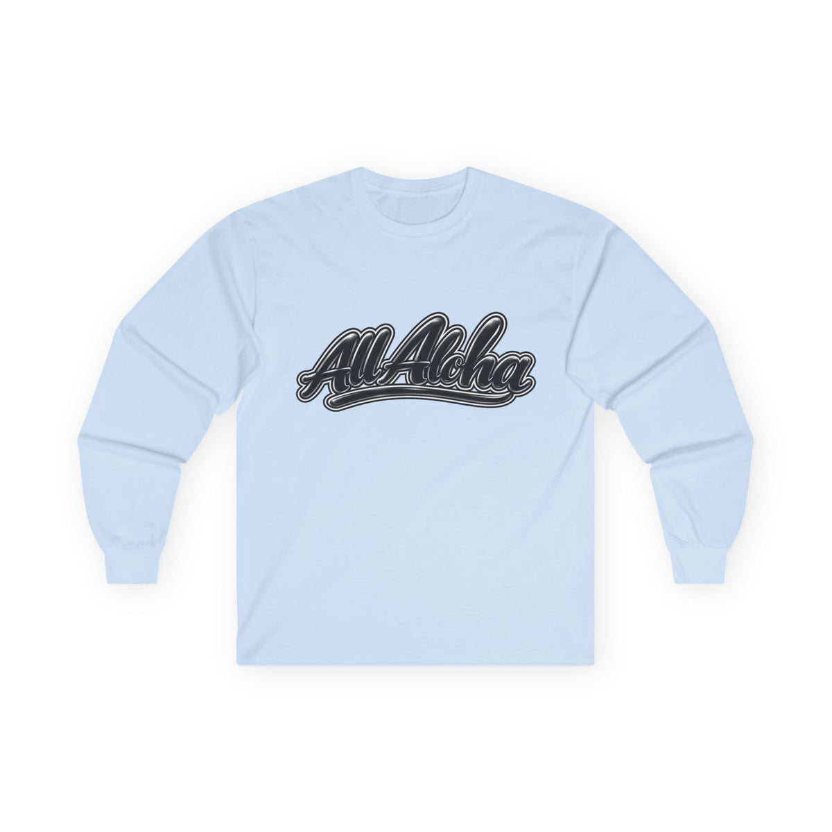 All Aloha Long Sleeve Tee — Retro Script Hawaiian Shirt