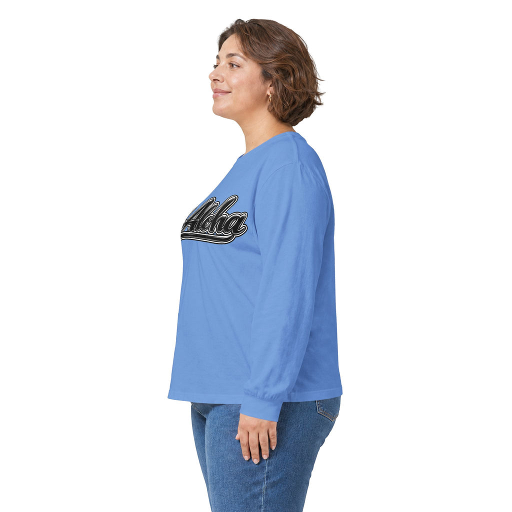 All Aloha Long Sleeve Tee — Retro Script Hawaiian Shirt