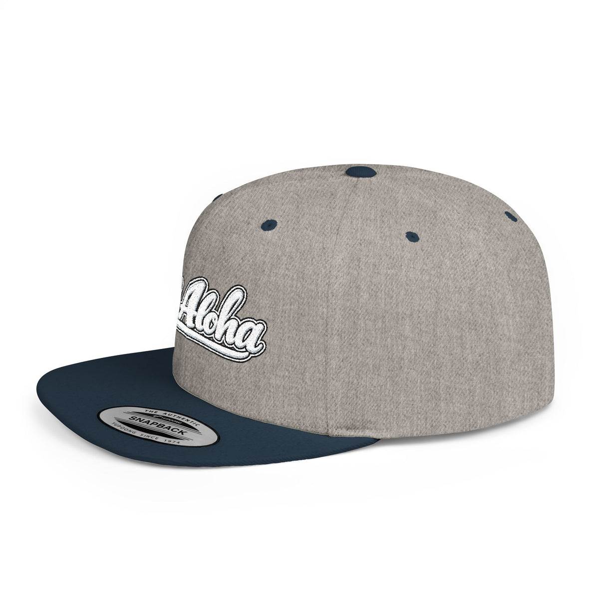 Camo Flat Bill Snapback Hat — 'All Aloha' Embroidered Trucker Cap