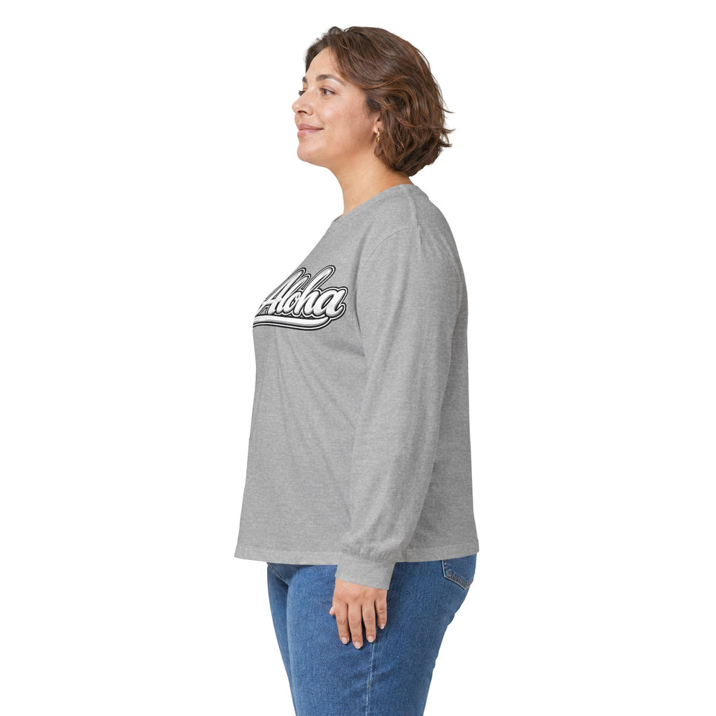All Aloha Long Sleeve Tee — Retro Script Hawaiian Graphic Shirt