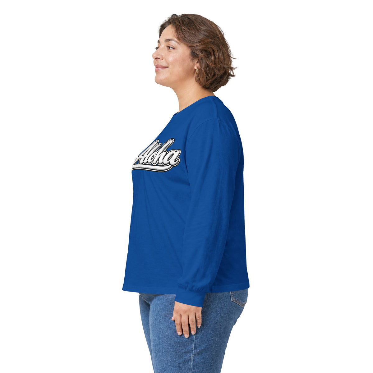 All Aloha Long Sleeve Tee — Retro Script Hawaiian Graphic Shirt