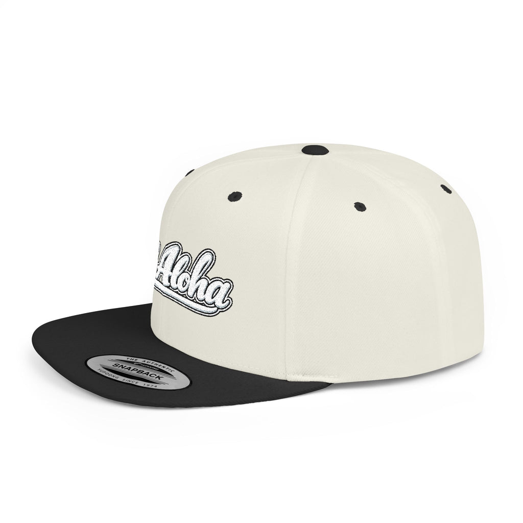Camo Flat Bill Snapback Hat — 'All Aloha' Embroidered Trucker Cap
