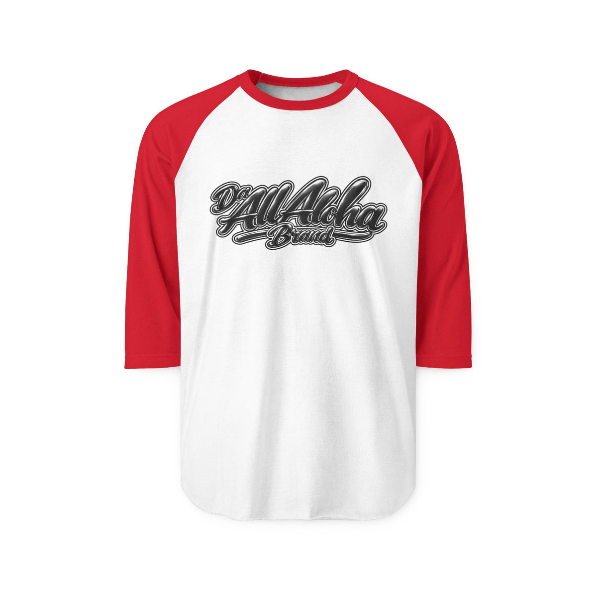 Aloha Script Raglan Shirt — Black & White 3/4 Sleeve