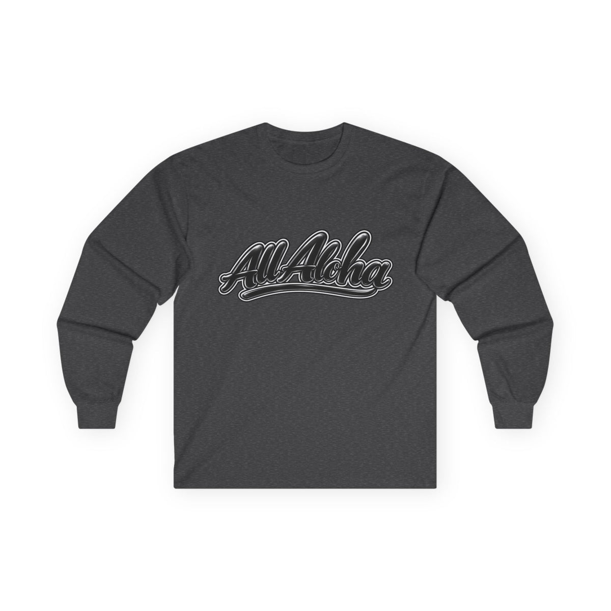 All Aloha Long Sleeve Tee — Retro Script Hawaiian Shirt