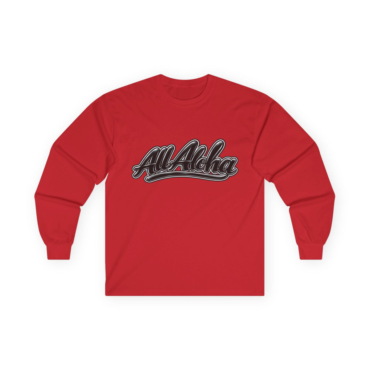 All Aloha Long Sleeve Tee — Retro Script Hawaiian Shirt