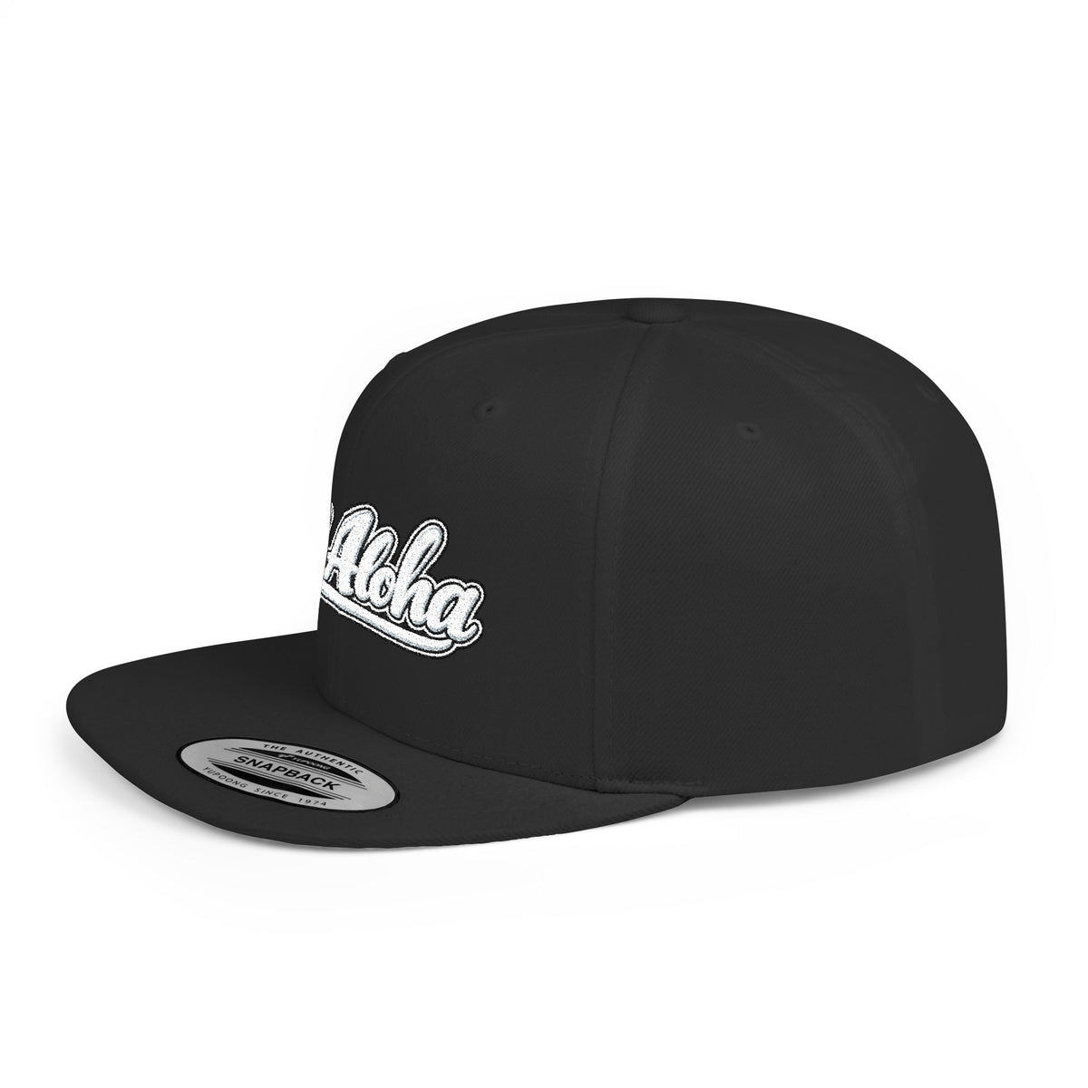 Camo Flat Bill Snapback Hat — 'All Aloha' Embroidered Trucker Cap