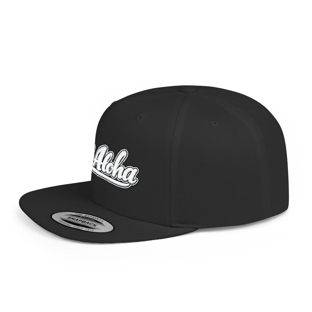 Camo Flat Bill Snapback Hat — 'All Aloha' Embroidered Trucker Cap