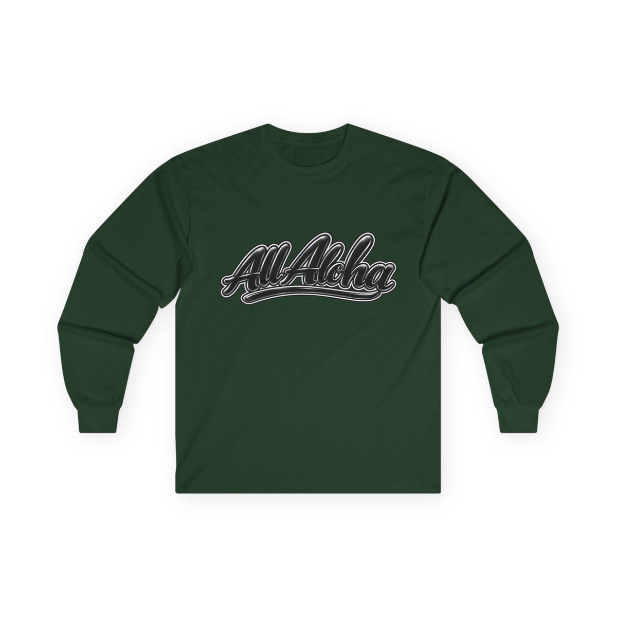 All Aloha Long Sleeve Tee — Retro Script Hawaiian Shirt