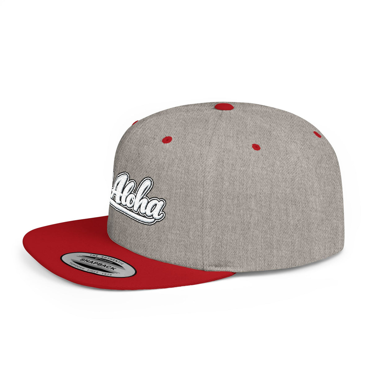 Camo Flat Bill Snapback Hat — 'All Aloha' Embroidered Trucker Cap
