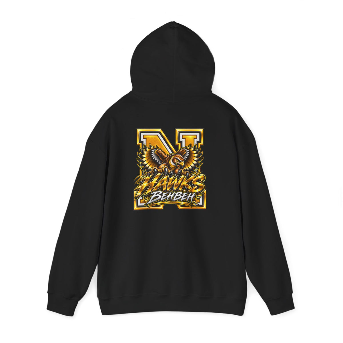 Hoodie — Gold 'All Aloha' Script & 'Hawks Behbeh' Eagle Back Streetwear