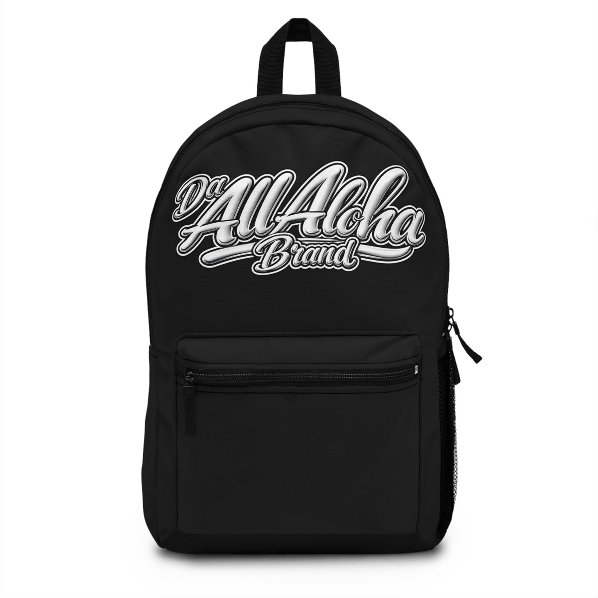 All Aloha Brand Script Backpack — Black Streetwear Backpack with Script Logo