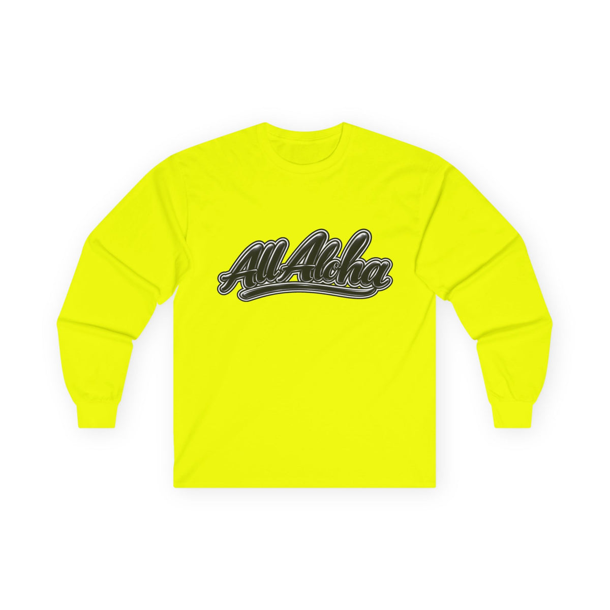 All Aloha Long Sleeve Tee — Retro Script Hawaiian Shirt
