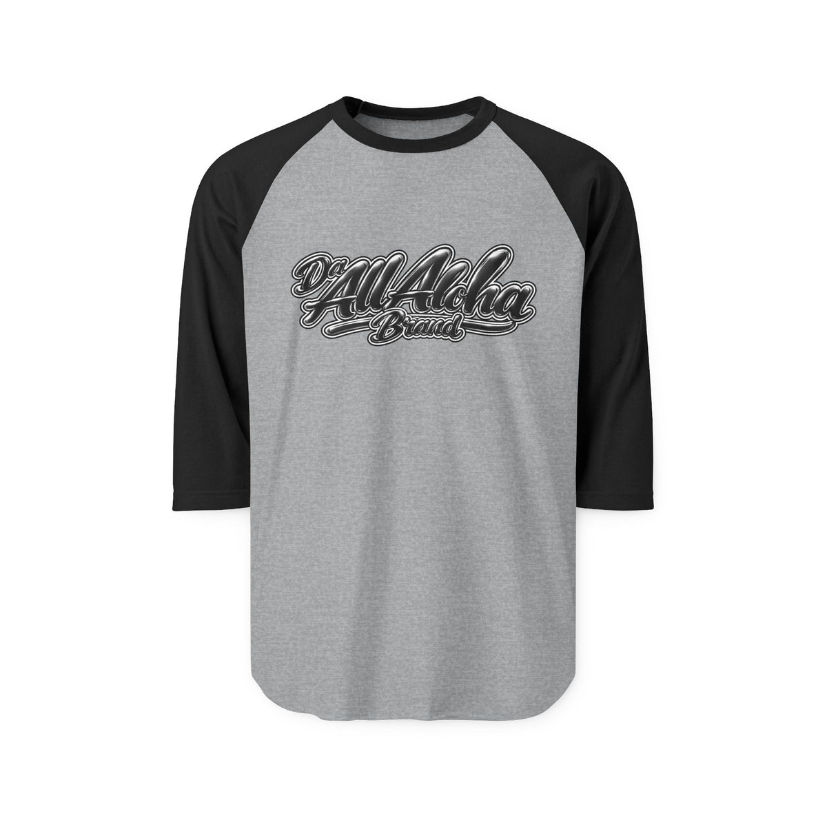 Aloha Script Raglan Shirt — Black & White 3/4 Sleeve