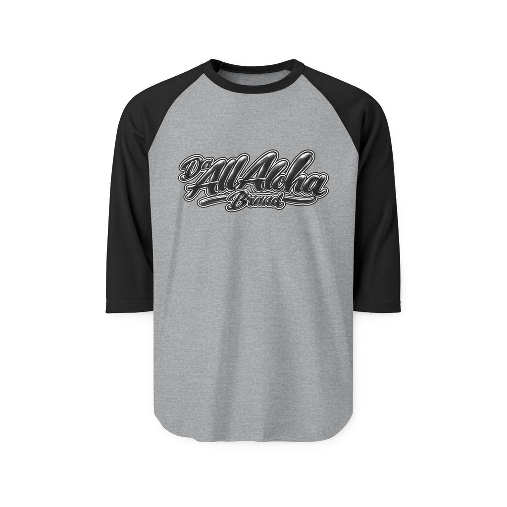 Aloha Script Raglan Shirt — Black & White 3/4 Sleeve