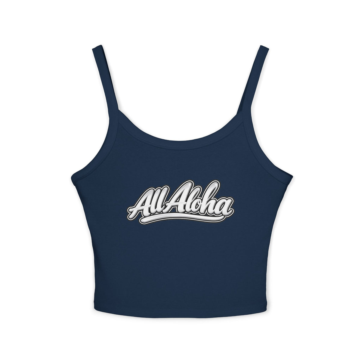 All Aloha Women's Spaghetti Strap Tank Top — Tropical Vintage Script Crop