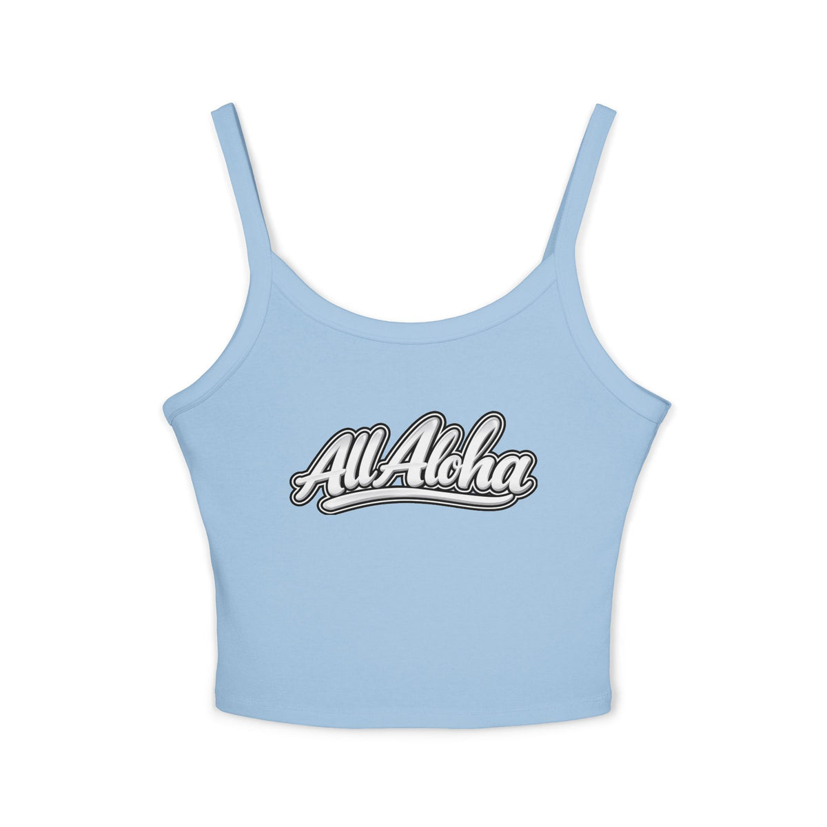 All Aloha Women's Spaghetti Strap Tank Top — Tropical Vintage Script Crop