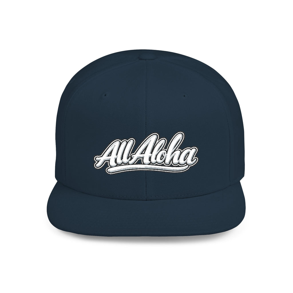 Camo Flat Bill Snapback Hat — 'All Aloha' Embroidered Trucker Cap