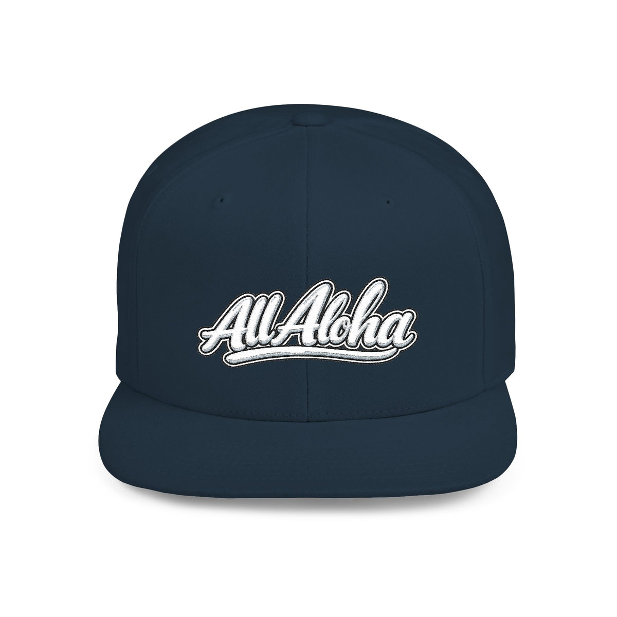 Camo Flat Bill Snapback Hat — 'All Aloha' Embroidered Trucker Cap