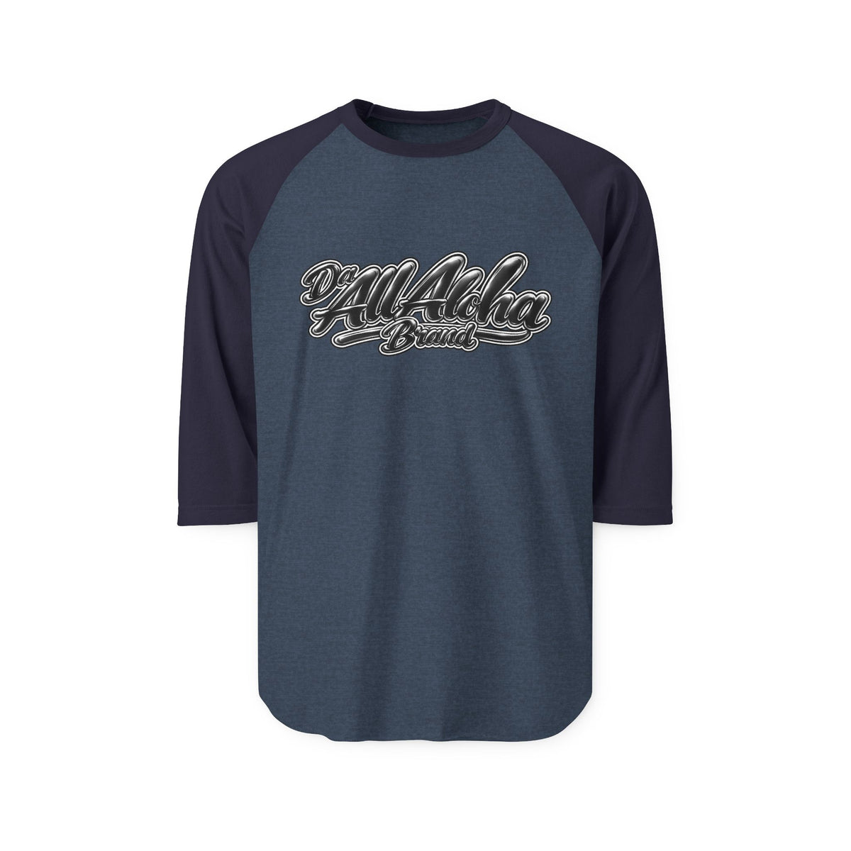 Aloha Script Raglan Shirt — Black & White 3/4 Sleeve