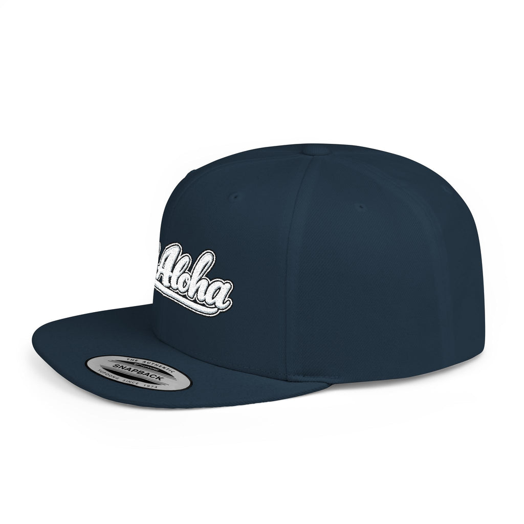 Camo Flat Bill Snapback Hat — 'All Aloha' Embroidered Trucker Cap