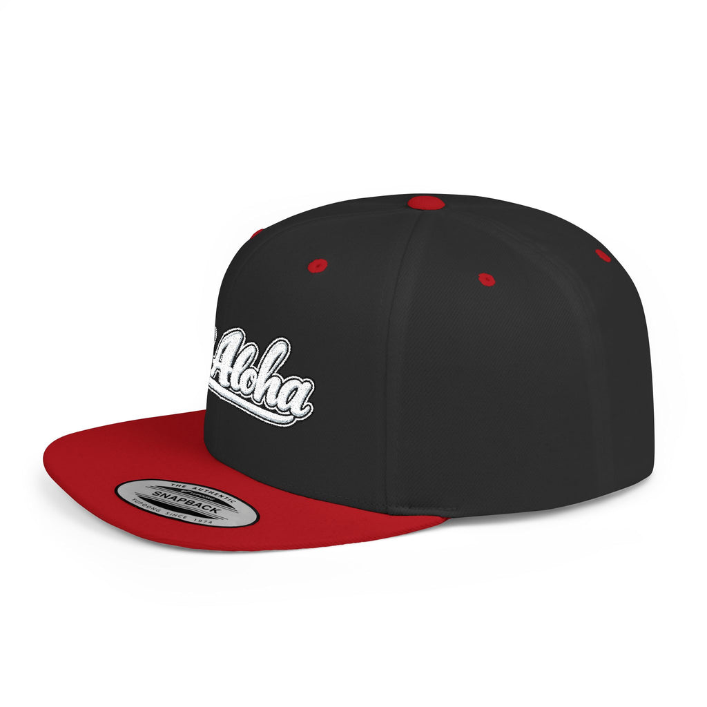 Camo Flat Bill Snapback Hat — 'All Aloha' Embroidered Trucker Cap