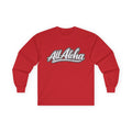 All Aloha Long Sleeve Tee — Retro Script Hawaiian Graphic Shirt