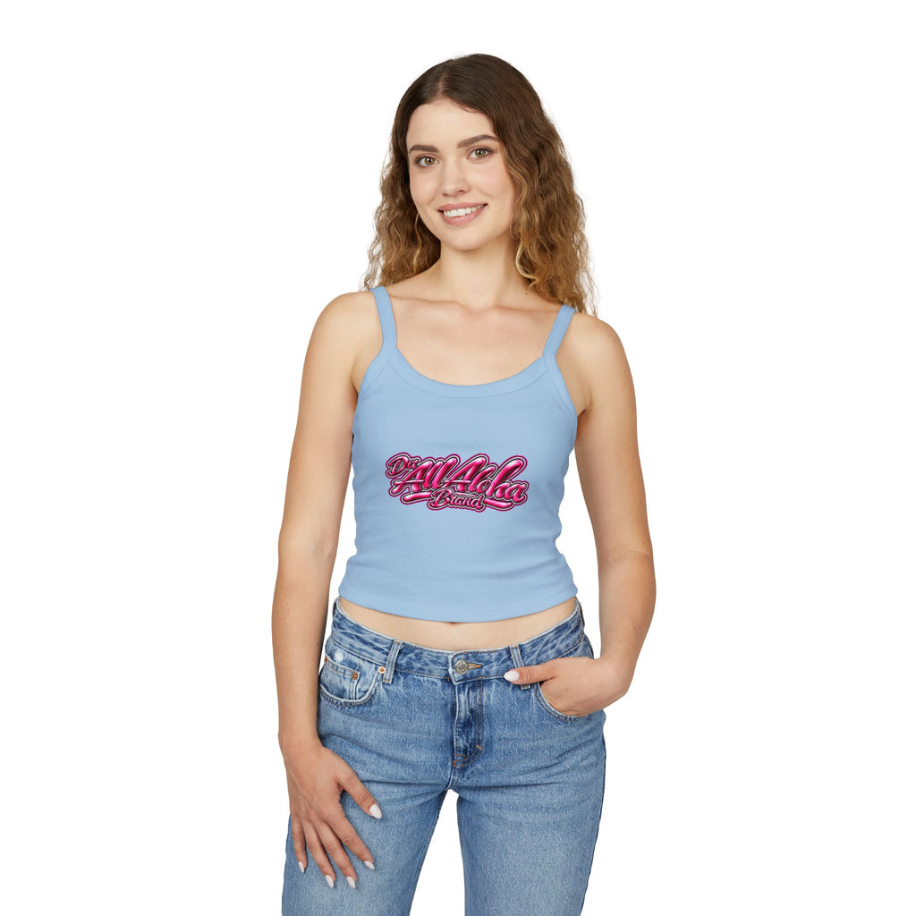 Aloha Script Crop Tank Top — Pink Retro Beach Vibe
