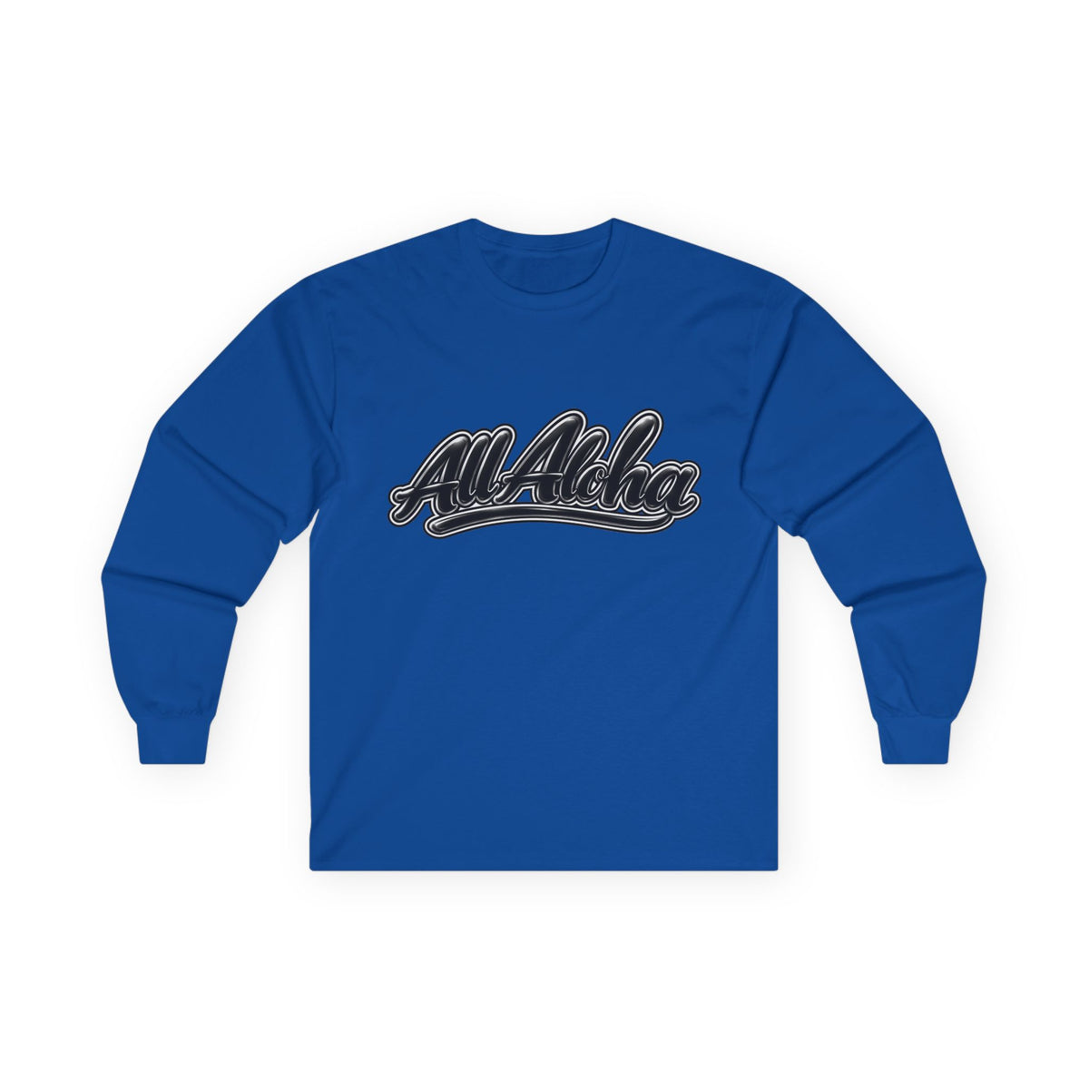 All Aloha Long Sleeve Tee — Retro Script Hawaiian Shirt