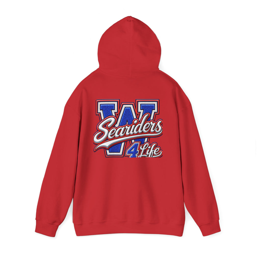 Seariders 4 Life Hoodie — Vintage Blue Varsity Surf Logo Hoodie