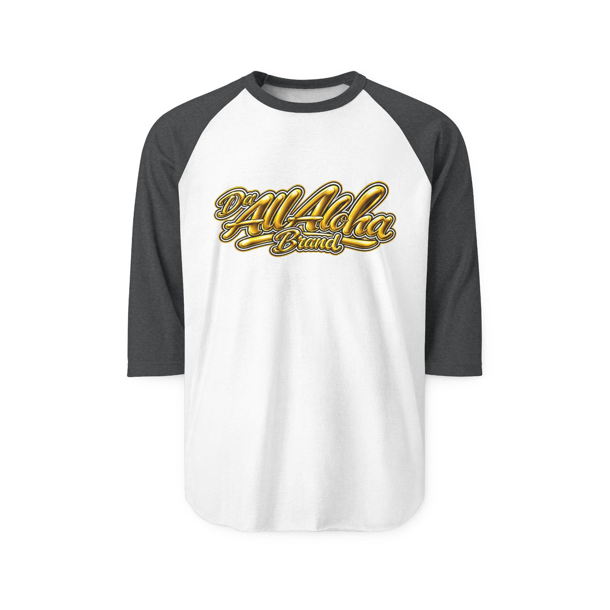 Raglan Shirt — 'All Aloha Brand' Retro Gold Script Baseball Tee