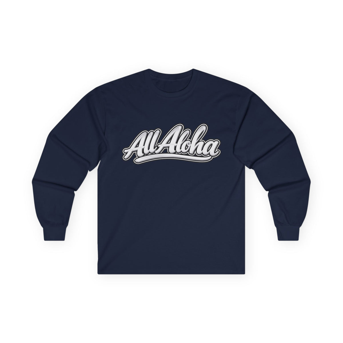 All Aloha Long Sleeve Tee — Retro Script Hawaiian Graphic Shirt