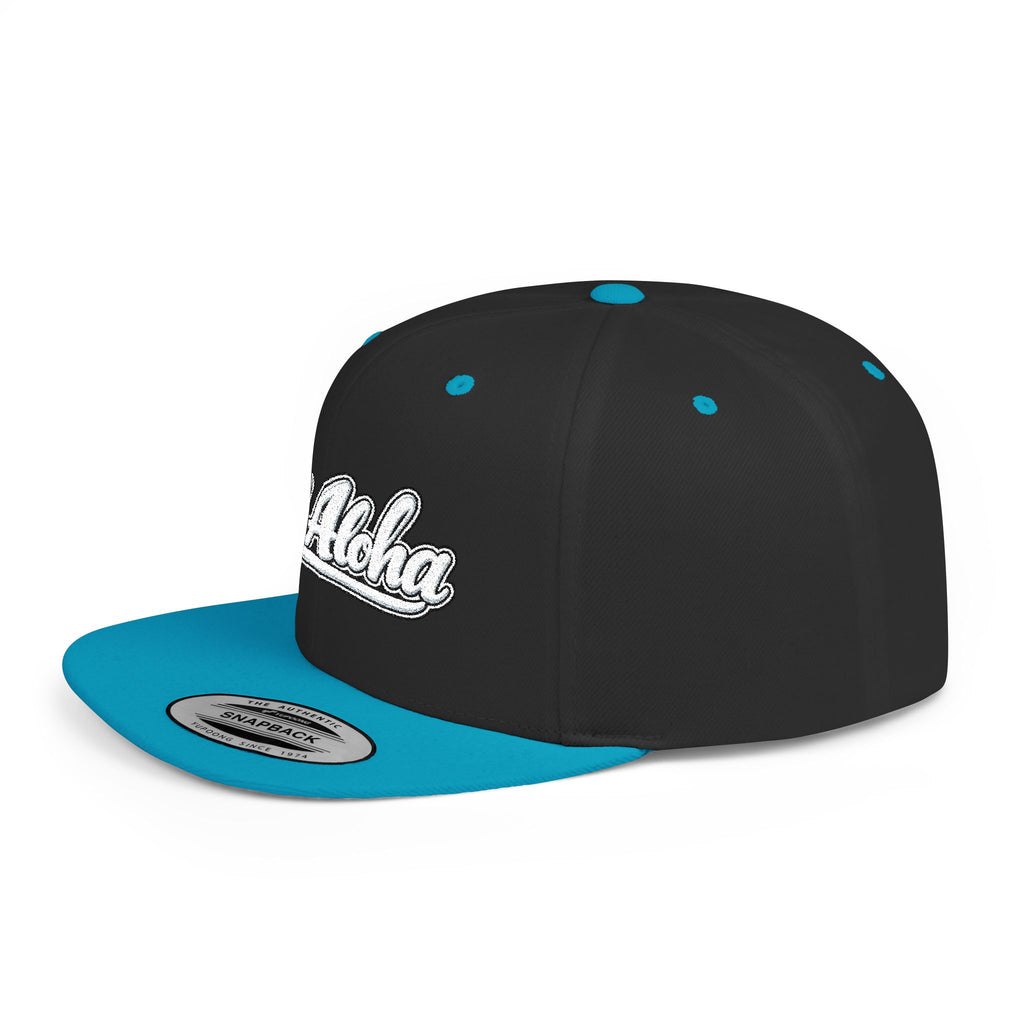 Camo Flat Bill Snapback Hat — 'All Aloha' Embroidered Trucker Cap