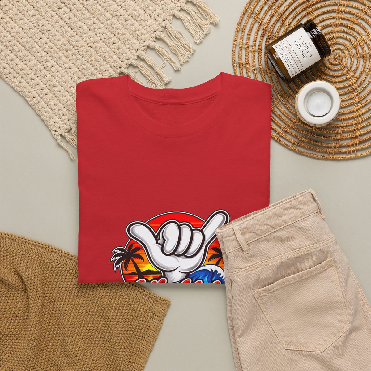 Aloha Shaka T-Shirt — Hawaiian Surf Palm Trees Tee