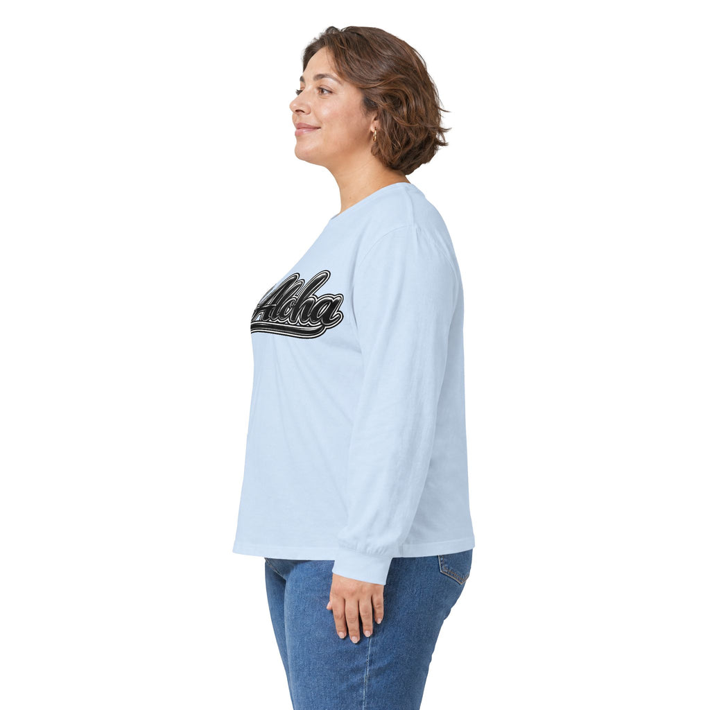 All Aloha Long Sleeve Tee — Retro Script Hawaiian Shirt