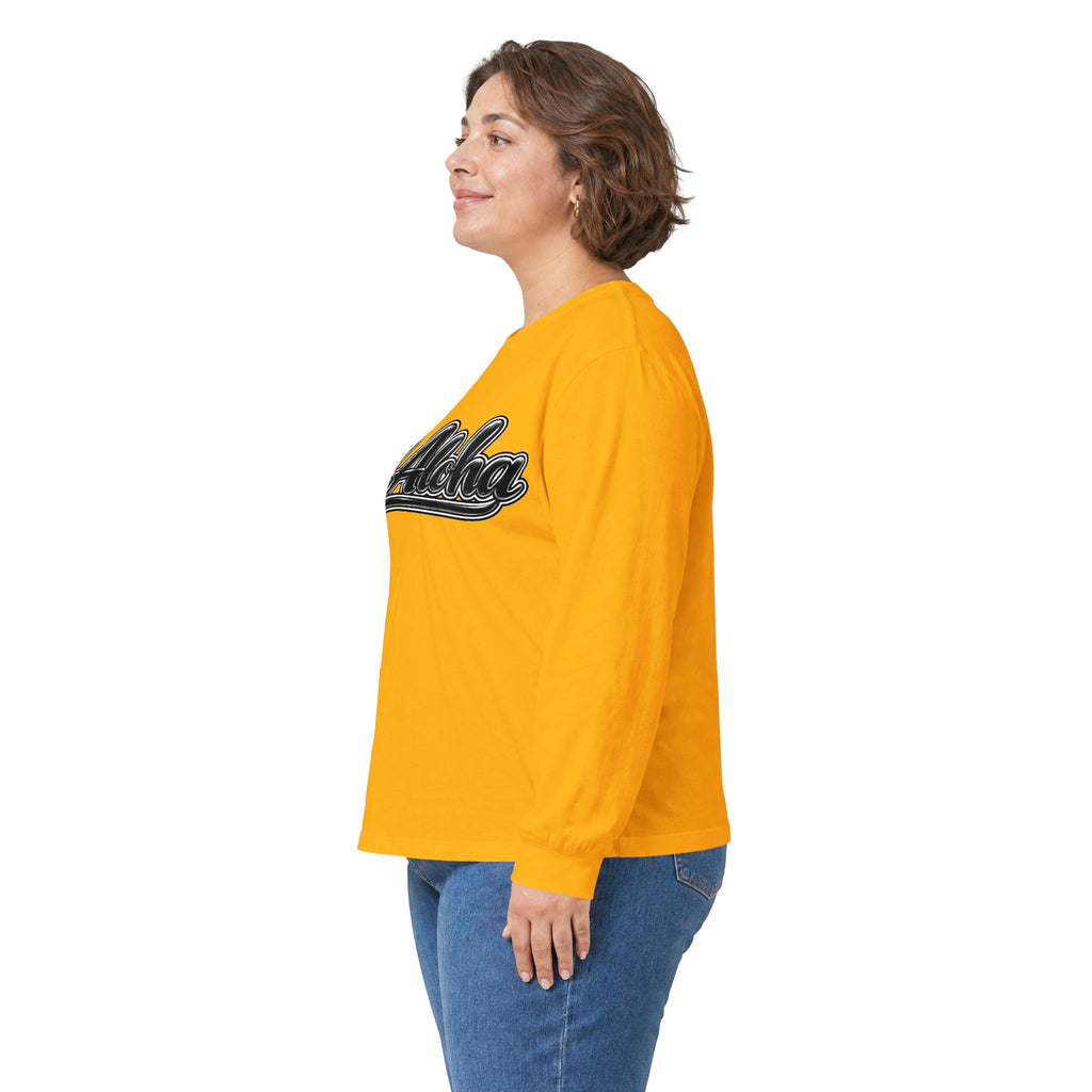 All Aloha Long Sleeve Tee — Retro Script Hawaiian Shirt