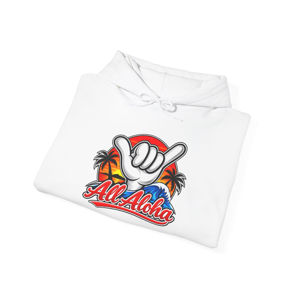 Aloha Shaka Hoodie – Tropical Palm Sunset Graphic Sweatshirt