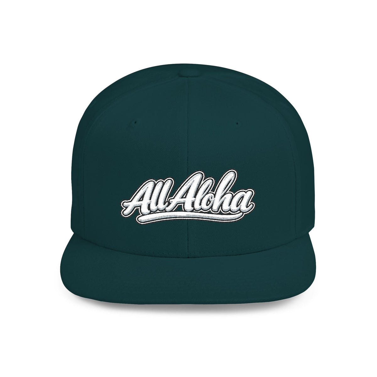 Camo Flat Bill Snapback Hat — 'All Aloha' Embroidered Trucker Cap