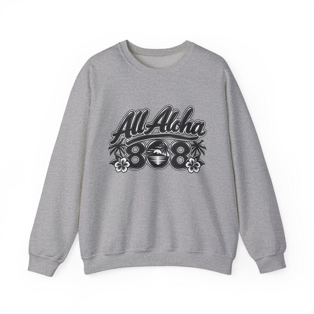 Crewneck Sweatshirt — "All Aloha 808" Vintage Hawaiian Graphic