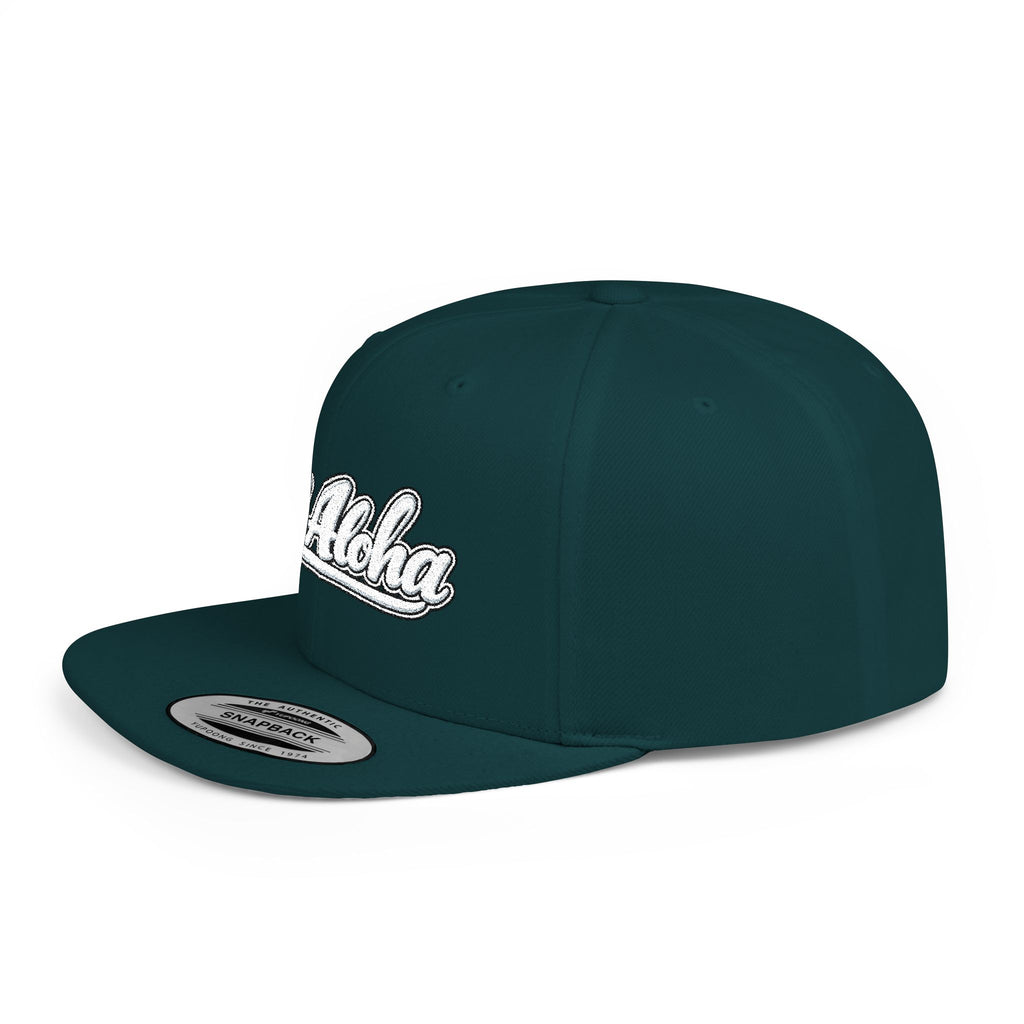 Camo Flat Bill Snapback Hat — 'All Aloha' Embroidered Trucker Cap