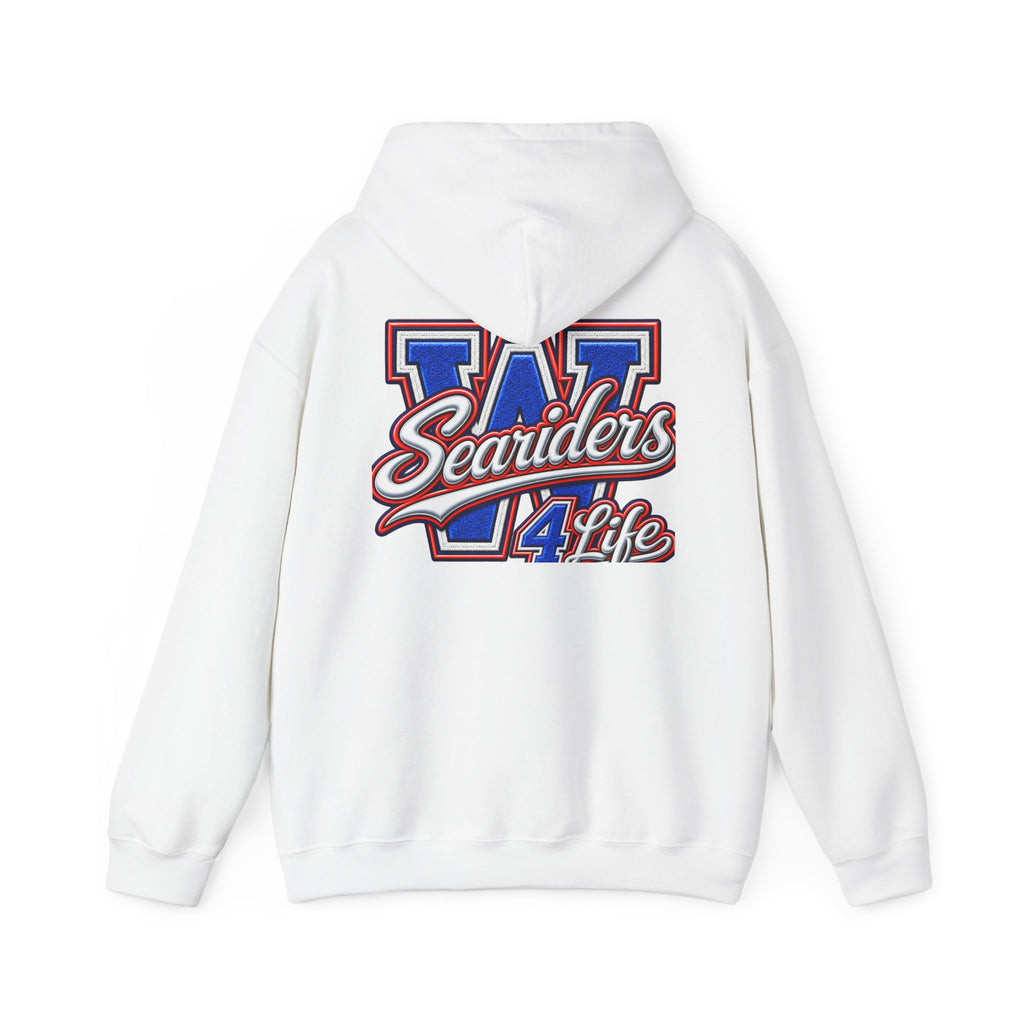 Seariders 4 Life Hoodie — Vintage Blue Varsity Surf Logo Hoodie