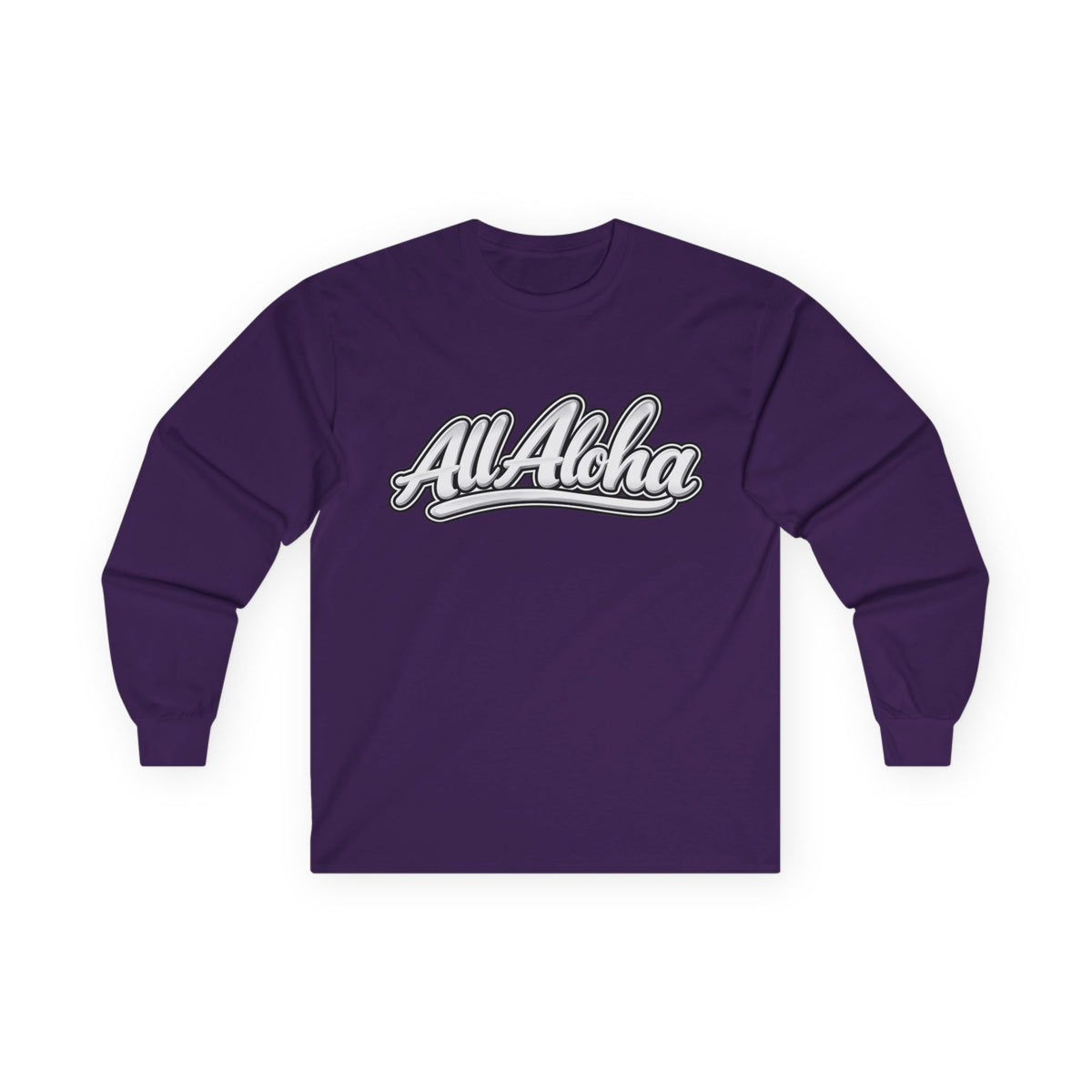 All Aloha Long Sleeve Tee — Retro Script Hawaiian Graphic Shirt