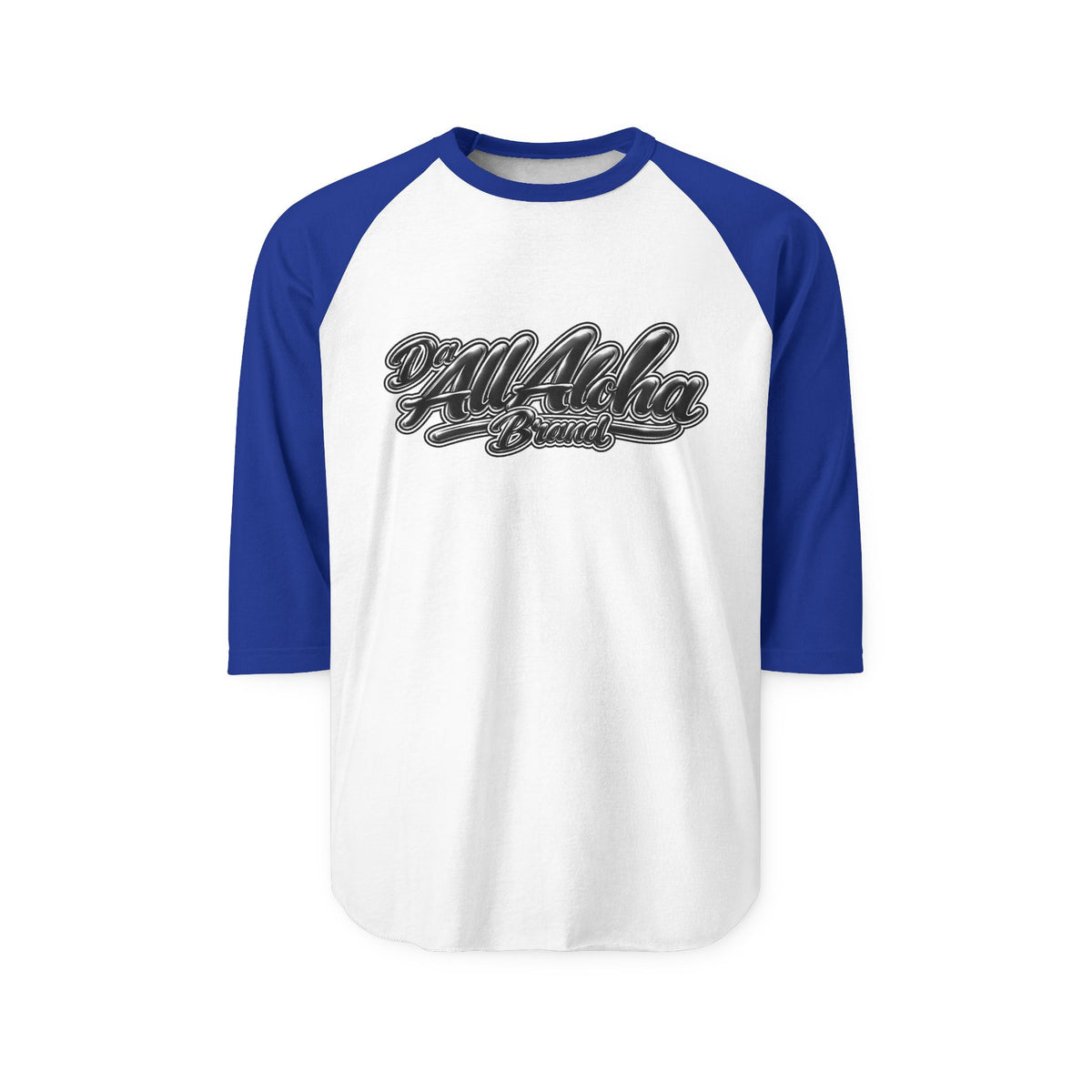 Aloha Script Raglan Shirt — Black & White 3/4 Sleeve