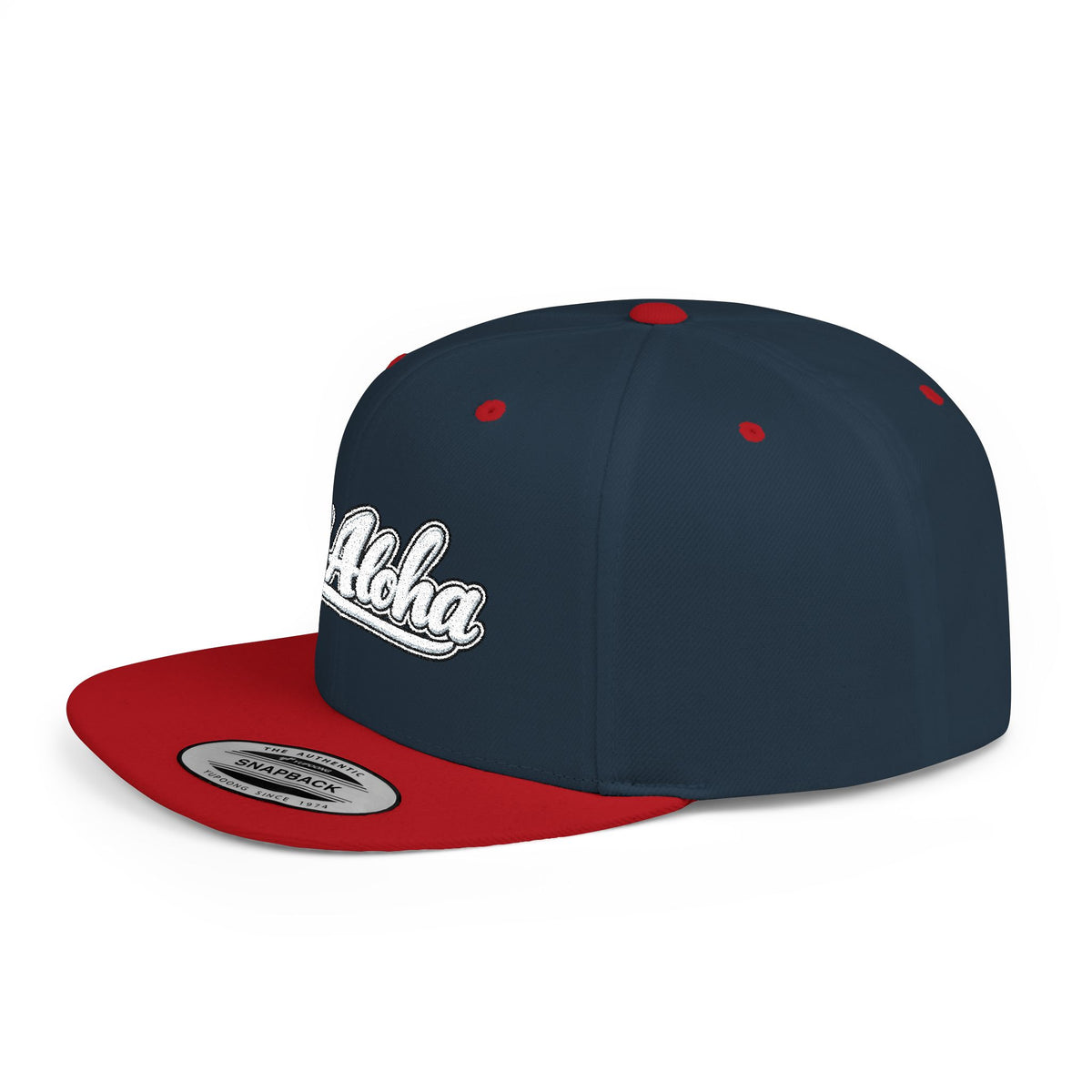 Camo Flat Bill Snapback Hat — 'All Aloha' Embroidered Trucker Cap