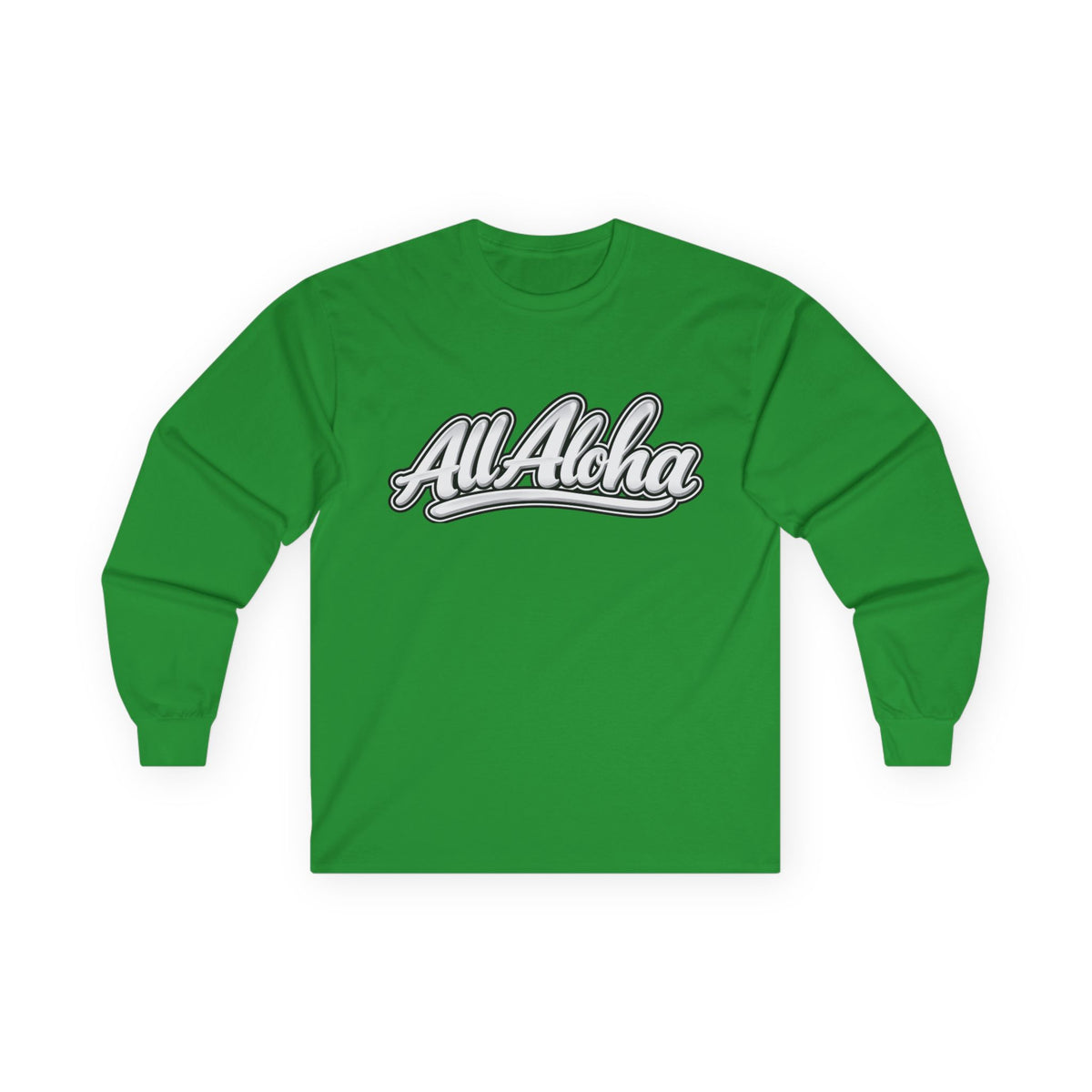 All Aloha Long Sleeve Tee — Retro Script Hawaiian Graphic Shirt