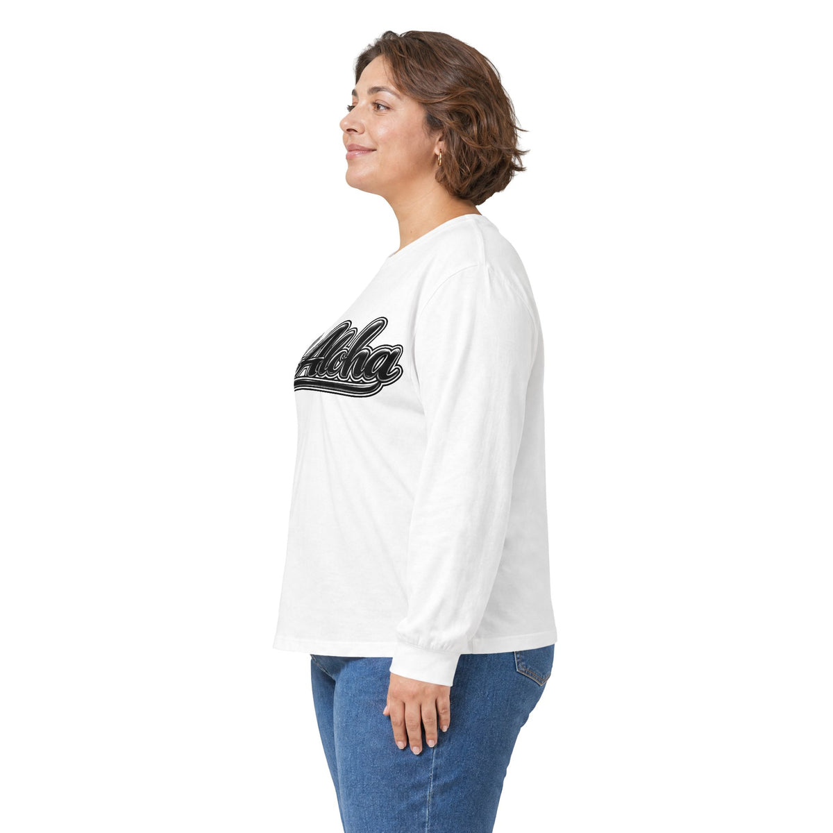 All Aloha Long Sleeve Tee — Retro Script Hawaiian Shirt
