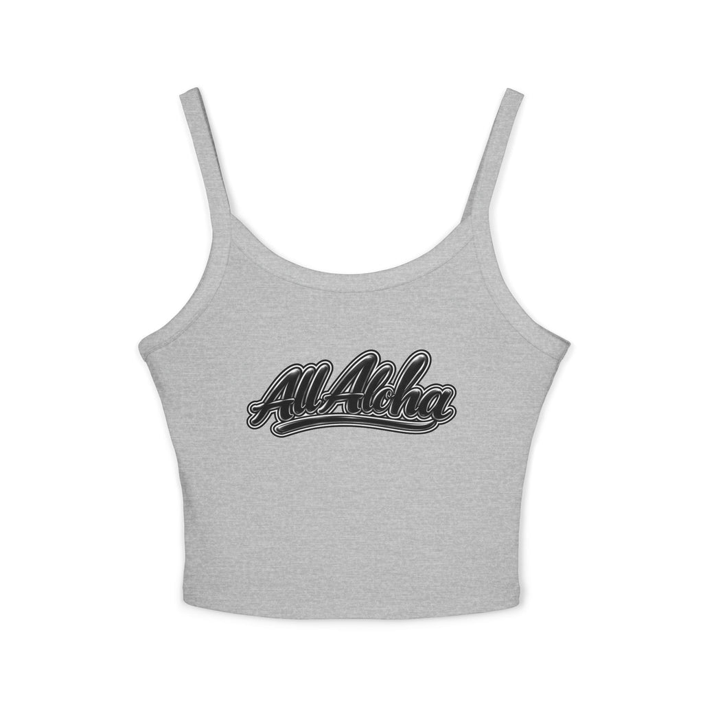 All Aloha Tank Top — Women's Spaghetti Strap Cropped Tank, Hawaiian Vintage Script