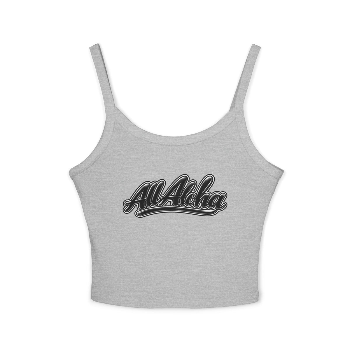 All Aloha Tank Top — Women's Spaghetti Strap Cropped Tank, Hawaiian Vintage Script