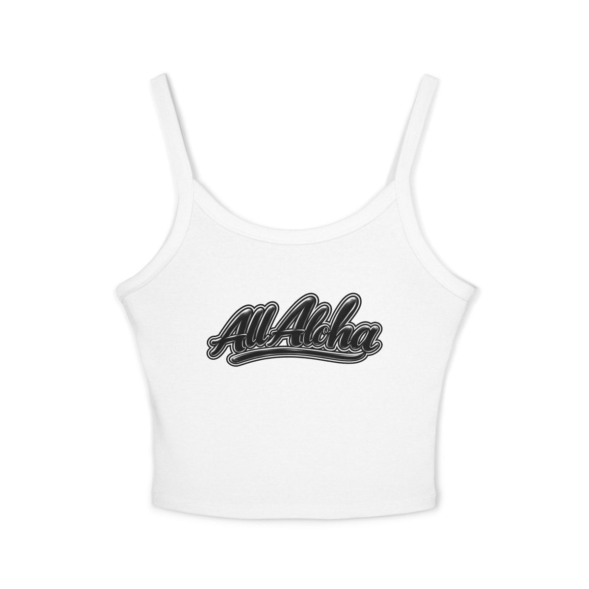All Aloha Tank Top — Women's Spaghetti Strap Cropped Tank, Hawaiian Vintage Script
